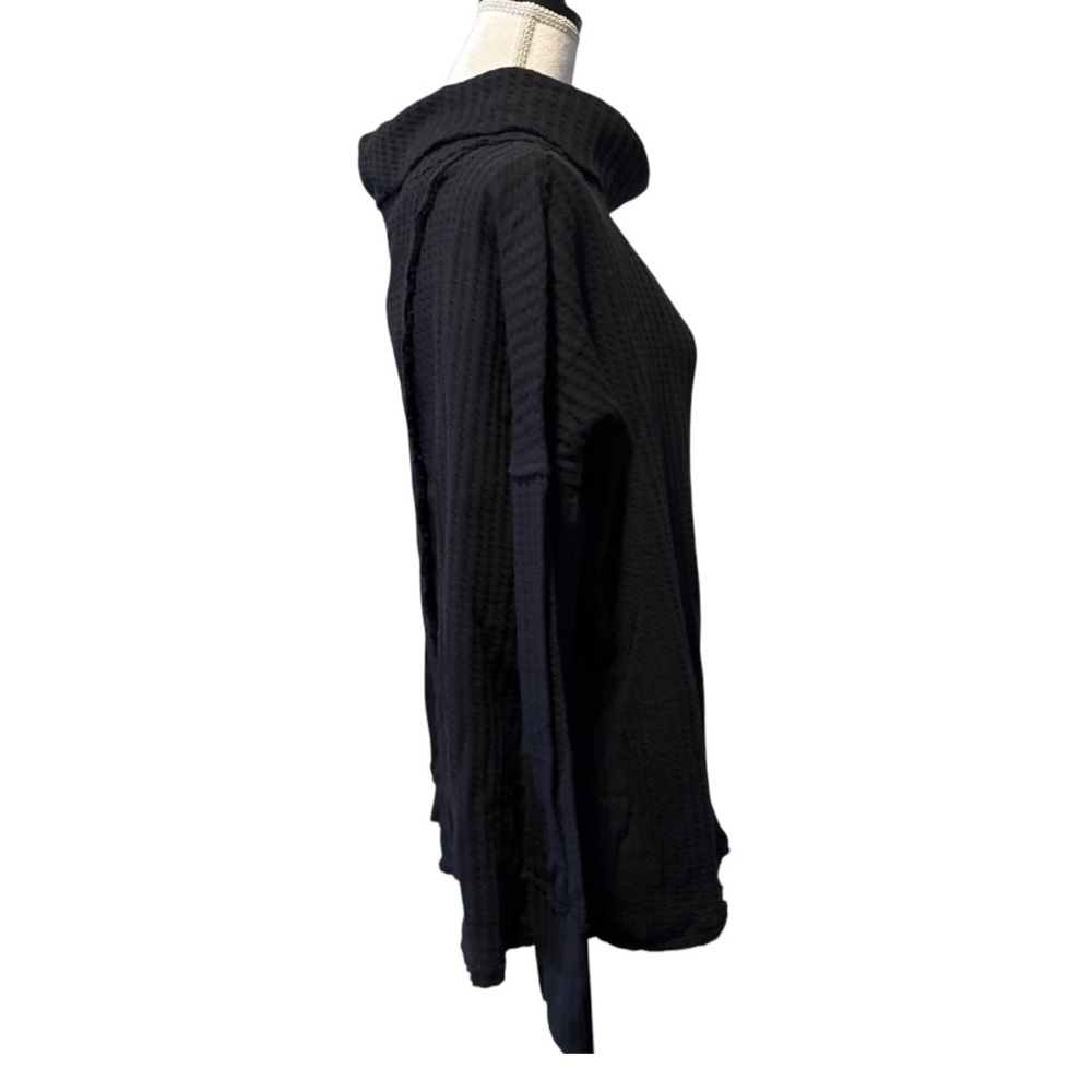 Free People Juicy Long Sleeve Cowl Neck Oversized‎ Black Thermal Top Size S - Picture 7 of 9